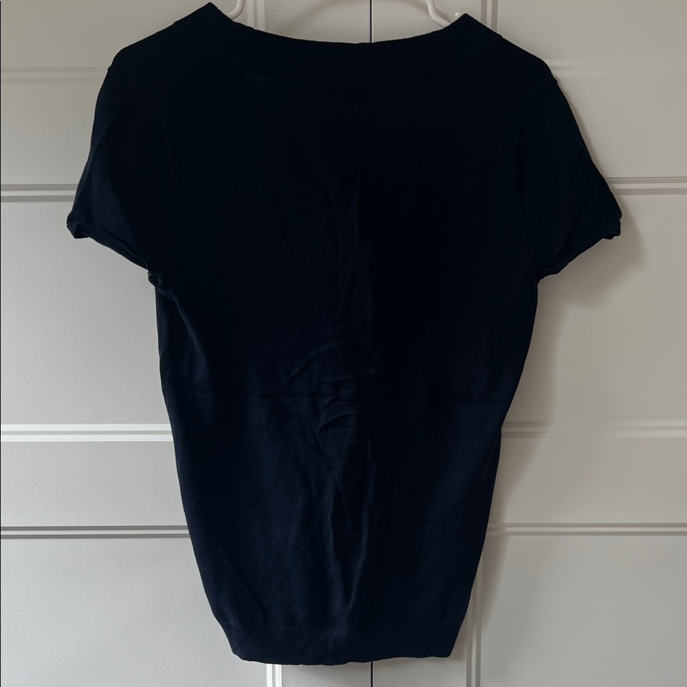 J. Crew Dark Blue Short Sleeve Top with Tie - Picture 5 of 8
